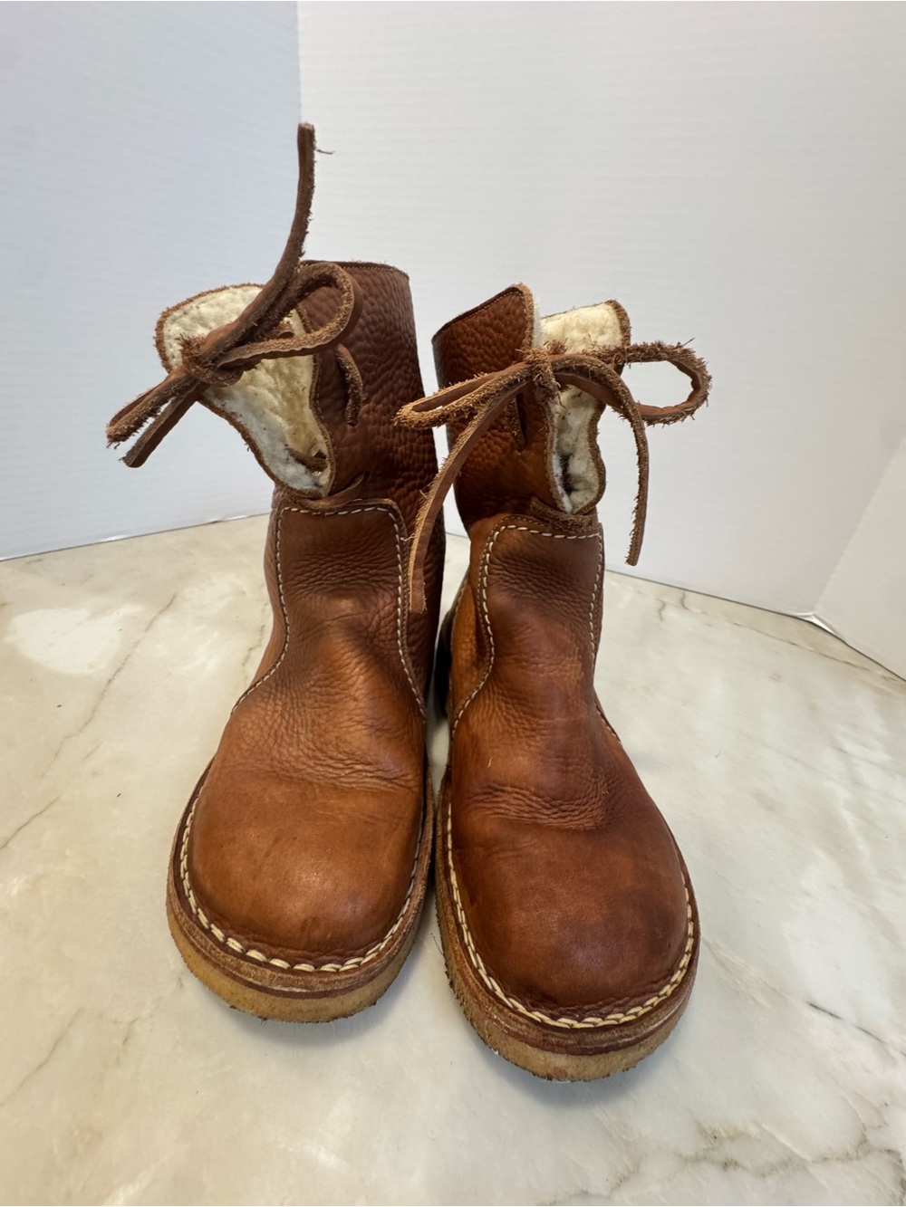 Duckfeet Arhus Shearling Brown Boots Pebbled Leather Women’s Size EU 38 US 7.5-8